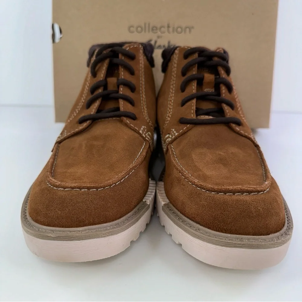Clarks Men's Collection Barnes Mid Comfort Boots Cola Suede New